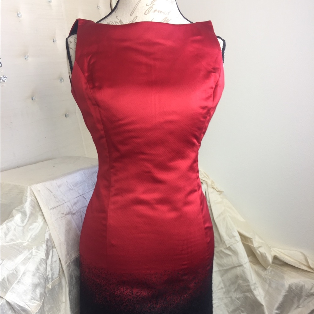 St. John red/black cocktail dress.